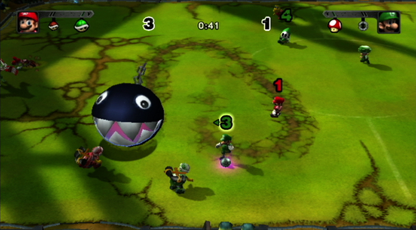 The Chain Chomp being used in Mario Strikers Charged.
