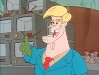 Bowser, disguised as the TV salesman, "Robby Rockwell".