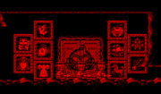 Three Mask-Guys taking treasure behind the waterfall.