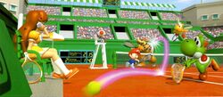Daisy watching a tennis match.