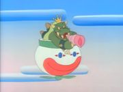 King Koopa using the Clown Car in the Super Mario World cartoon.