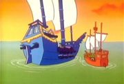 Blackbeard Koopa's Ship (left), next to Captain Clump's.