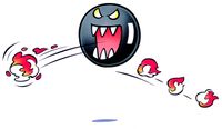 A Fire Chomp spiting out some fireballs from Super Mario Bros. 3.