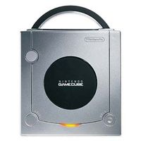 A platinum Nintendo GameCube.
