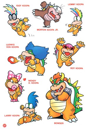 Bowser's first seven children as they are seen today.
