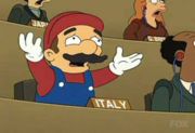 Mario as the Italian ambassador of the United Nations of Earth.