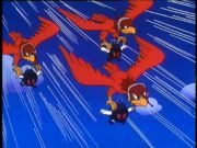 Three Albatosses carrying Bob-ombs from The Super Mario Bros. Super Show! episode "The Bird! The Bird!".