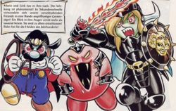 Mario, Kirby and Link try out Van Helsing's clothes and weapons.